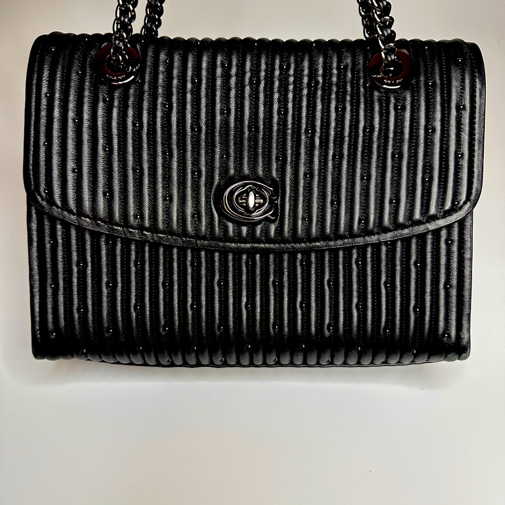 Coach Parker quilted with rivets black chain purse